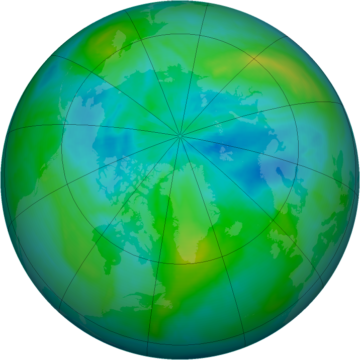 Arctic ozone map for 12 September 2010